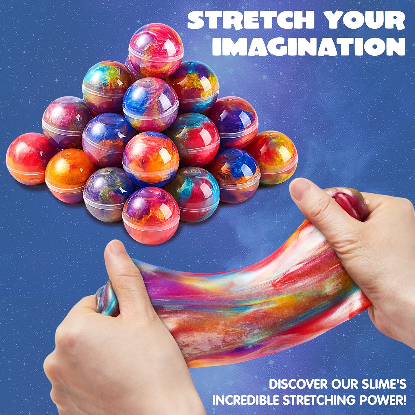 JOYIN Slime Party Favors, 36 Pack Galaxy Slime Ball - Stretchy, Non-Sticky, Mess-Free, Stress Relief, and Safe - Toys for Girls and Boys - Classroom Reward, Party Supplies