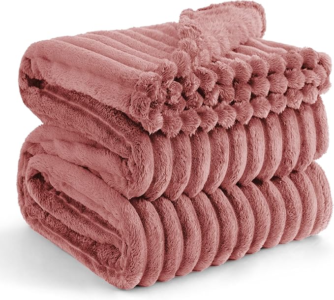 Bedsure GentleSoft Brick Dust Fleece Queen Blanket for Couch - Super Soft Cozy Blankets for Women, Cute Small Blanket for Girls, 90x90 Inches