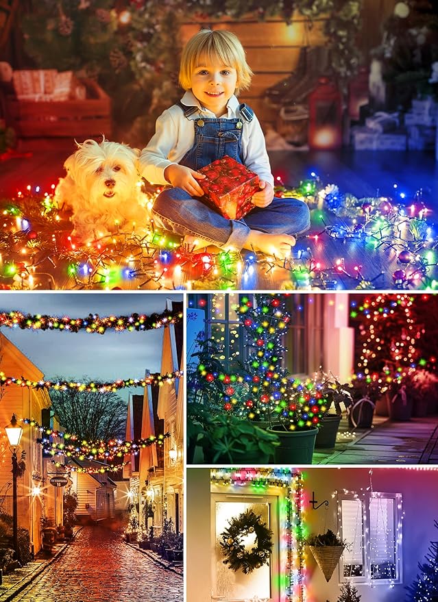 Minetom Solar String Lights Outdoor, 40FT 100 LED String Lights Solar Powered with 8 Lighting Modes, Waterproof Solar Patio Lights, Colorful Solar String Lights for Outside Tree, Multicolor