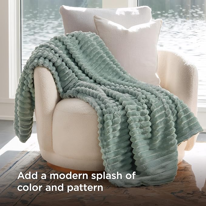 Bedsure GentleSoft Twin XL Blanket for Couch - Cozy Soft Blankets for Women, Cute Small Fleece Throws for Girls, Sage Green, 66x90 Inches