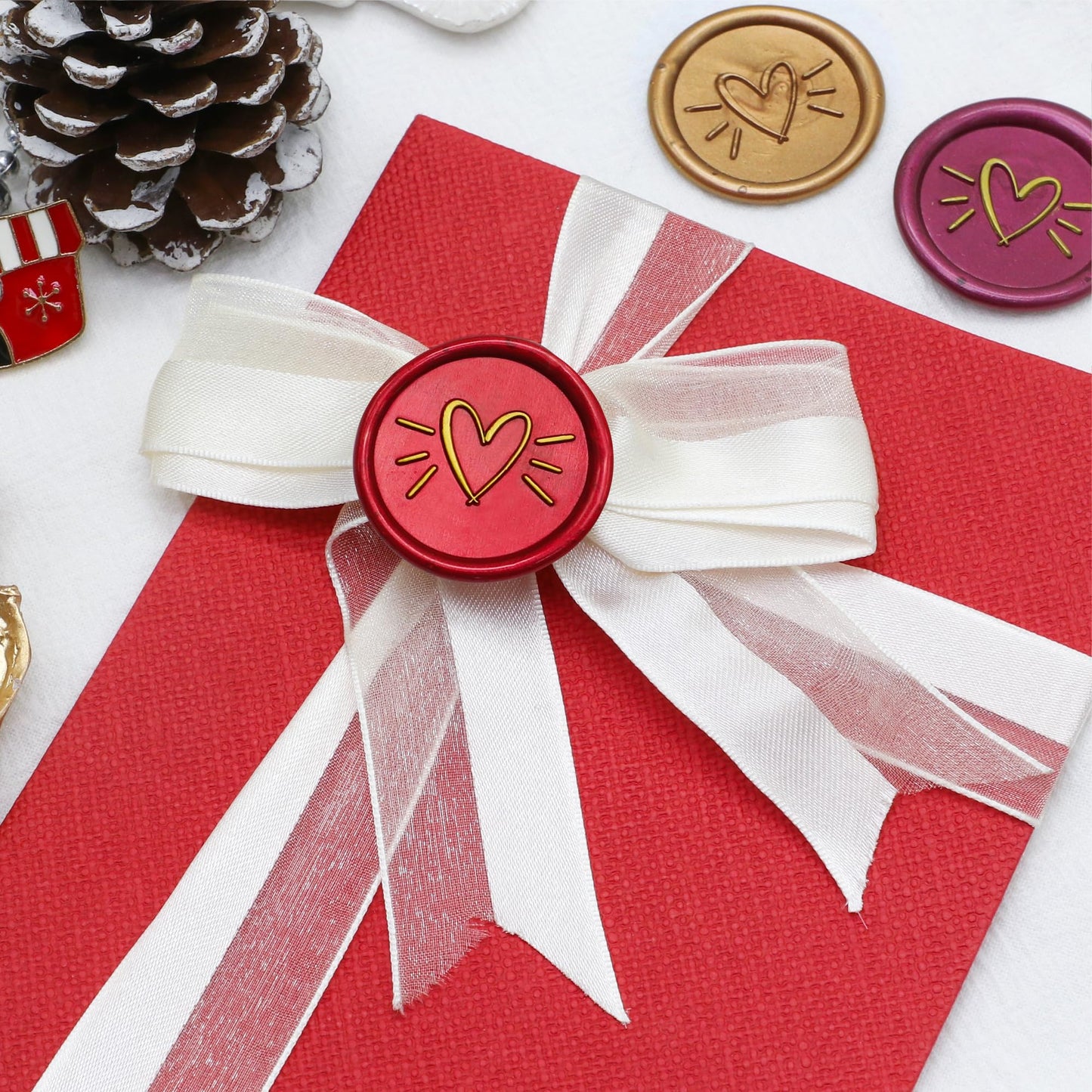 SWANGSA Wax Seal Kit, Heart Stamp With 200pcs Sealing Beads, Great for Embellishment of Wedding Invitations, Wine Packages, Gift Wraps