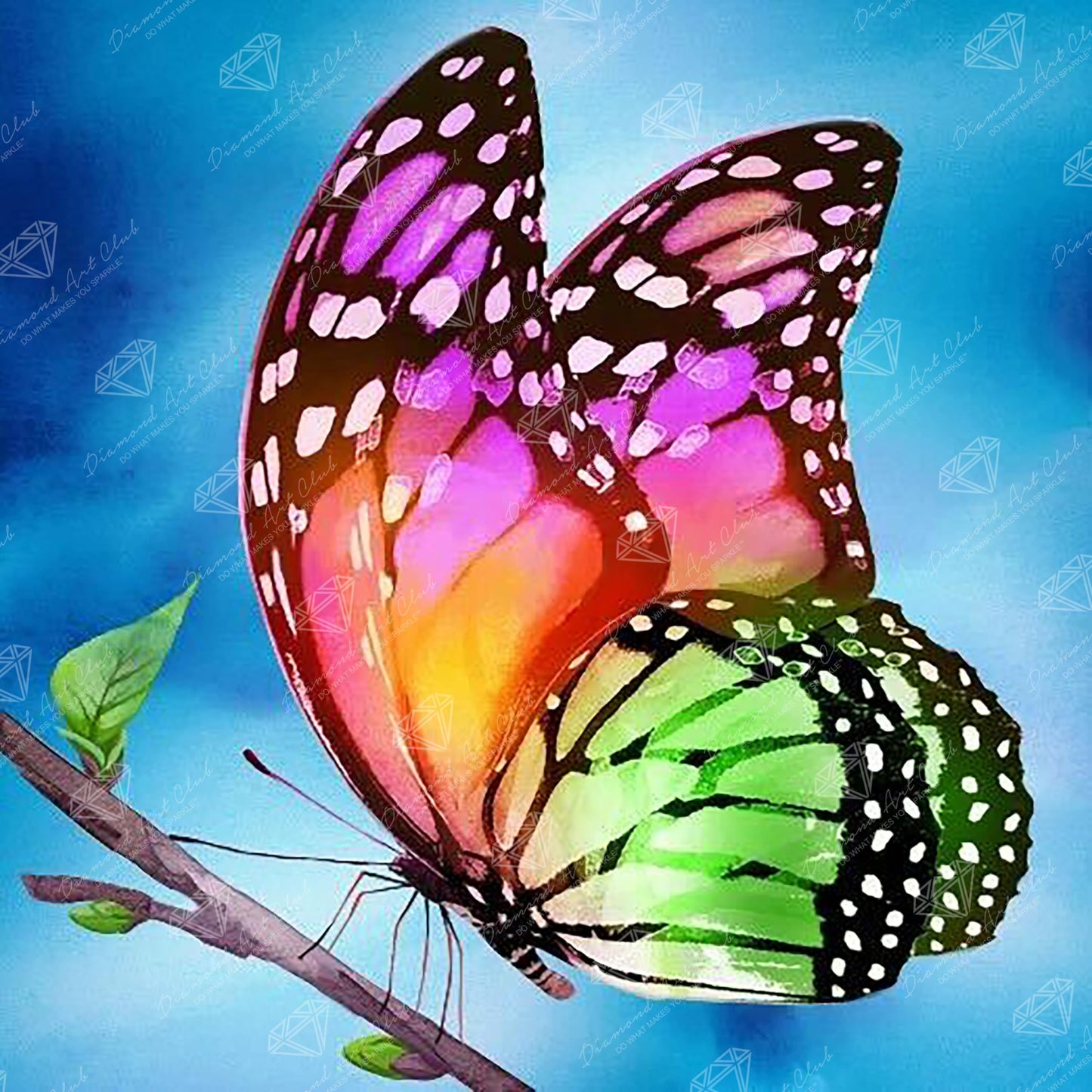 DIAMOND ART CLUB Watercolor Butterfly Diamond Painting Kit, Fun DIY Crafts for Adults, Round Diamond Art Canvas, 13" x 13"" (32.8 cm x 32.8 cm)"