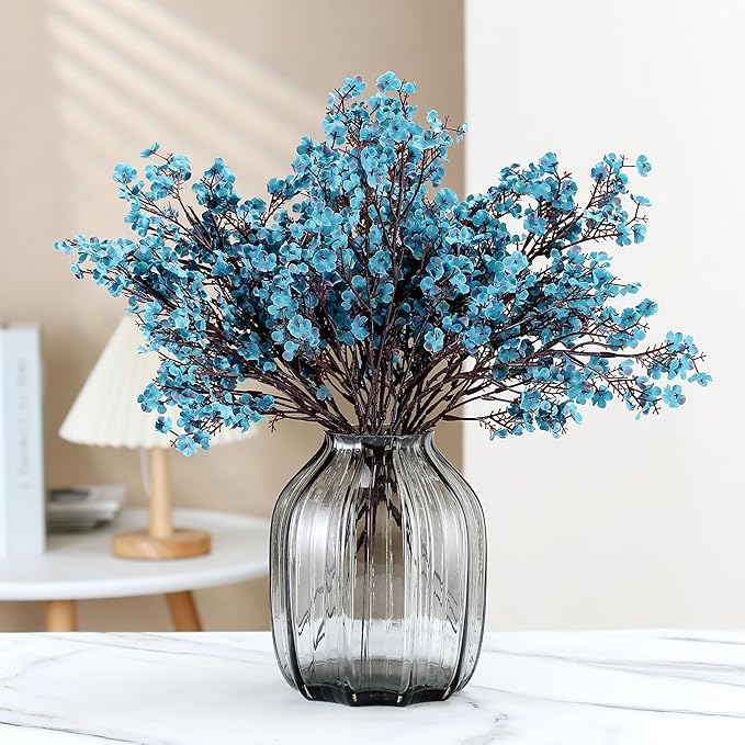 JAKY-Global Babys Breath Silk Artificial Flowers Bulk 20pcs for Fall Decor Fake Flower Bouquet Bulk for Home Kitchen Indoor Bouquet Floral Arrangement Table Centerpieces Party Decor(Autumn Blue)