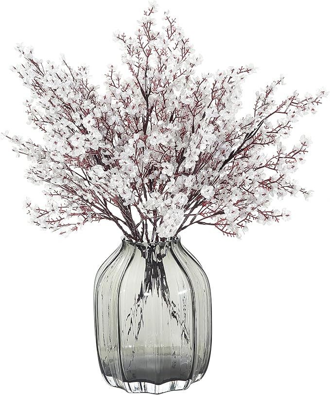 JAKY-Global Babys Breath Fabric Cloth Artificial Flowers 6 Bundle European Fake Silk Plants Decor Wedding Party Decoration Bouquets Real Touch DIY Home Garden (Silver 6pcs)
