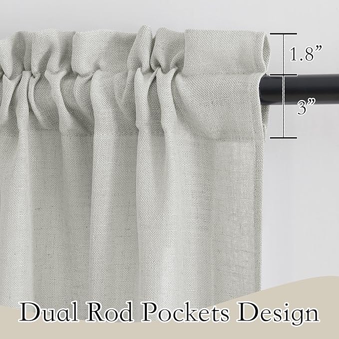 RYB HOME Linen Wonven Curtains Light Filtering Privacy UV Protection Window Blinds & Shades Draperies for Basement, Farmhouse, Villa, Boys Girls Bedroom, W 70 x L 95 inch, Grey, 2 Panels Set