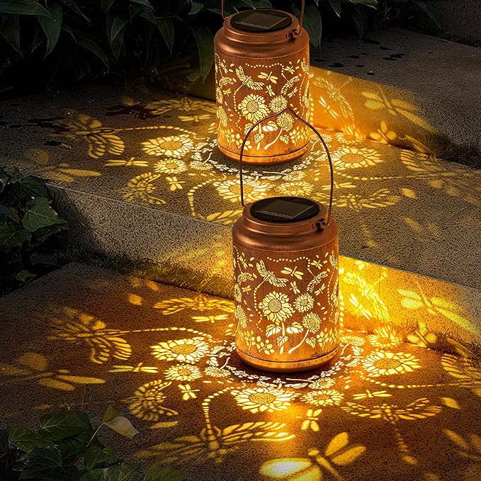Birthday Gifts for Women Dragonfly Solar Lanterns Outdoor Waterproof, Hanging Metal Solar Lights Outdoor Decor for Party/Patio/Yard/Garden/Indoor