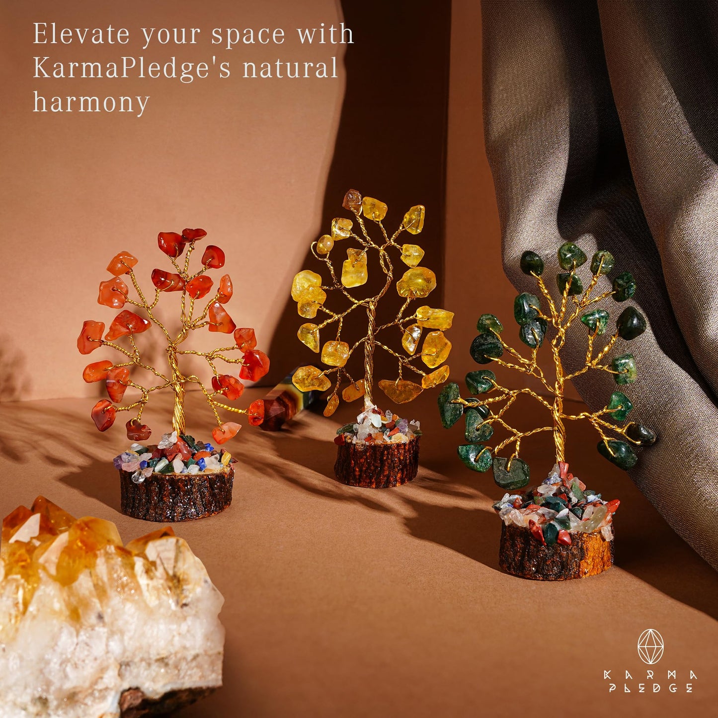 Chakra Healing Crystal Tree Set of 12, Thoughtful Gifts for Women, Office Desk Decoration, Home, Shelf Decor for Positive Energy, Money, Reiki Healing, Good Luck, Birthday Gifts for Mom Love Ones