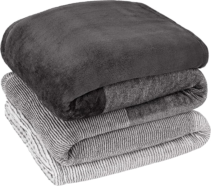 Pavilia Gray Ombre Fleece Blanket for Twin Size Bed, Soft, Lightweight, Cozy Microfiber Gift Decorative Blanket, 60x80