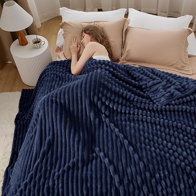 Bedsure GentleSoft Blue Fleece Blanket for Couch - Cozy Soft Blankets for Women, Cute Small Throws for Girls, 108x90 Inches