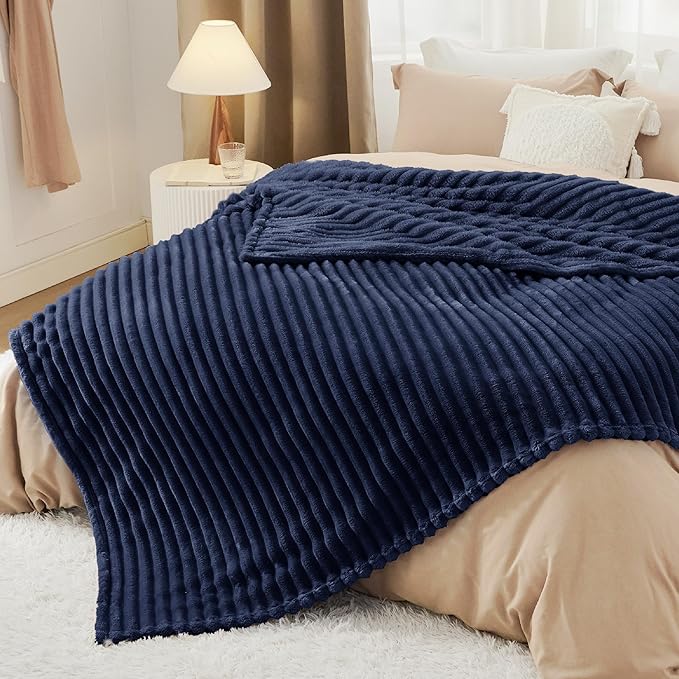 Bedsure GentleSoft Blue Fleece Blanket for Couch - Cozy Soft Blankets for Women, Cute Small Throws for Girls, 108x90 Inches