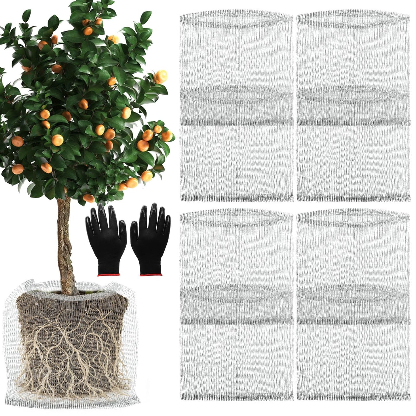 Froidesente 15 Gallon Root Guard Gopher Baskets Proof Stainless Wire Steel Underground Barrier, Gophers Moles Voles Mesh Baskets Protect Plant Roots Tubers Trees Flowers Crops (8 Pcs 15 Gallon)