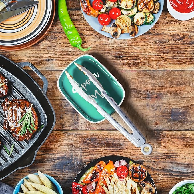 Turquoise Spoon Rest for Stove Top, DAYYET Teal Ceramic Large Spoon Holder, Spoon Rest for Kitchen Counter, Heat-Resistant Cooking Utensil Rest, Teal Kitchen Decor and Accessories