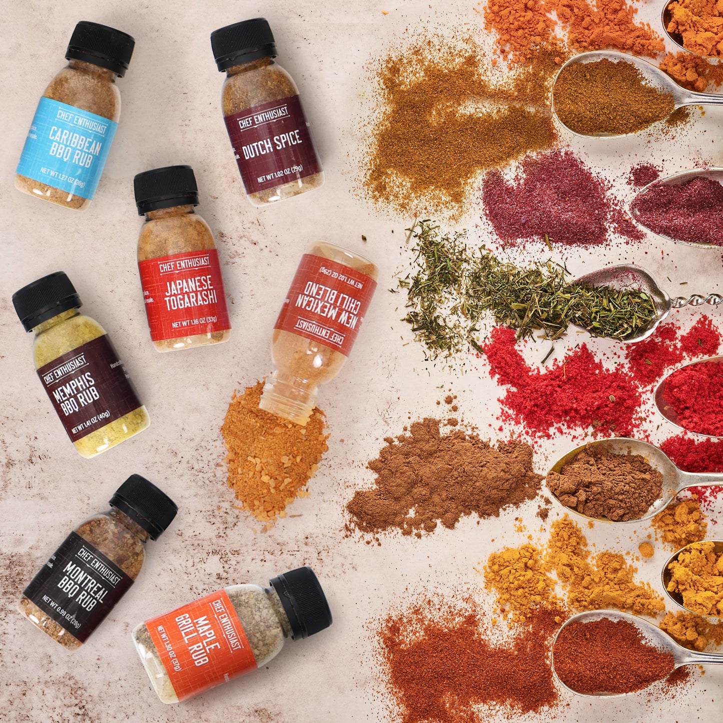 Grilling Spices & Seasoning Set - 24 Unique Gourmet BBQ Spice Rub Sampler (Kosher) - Gift Set for Birthday, Anniversary, Men, Dads, Husbands - By Chef Enthusiasts