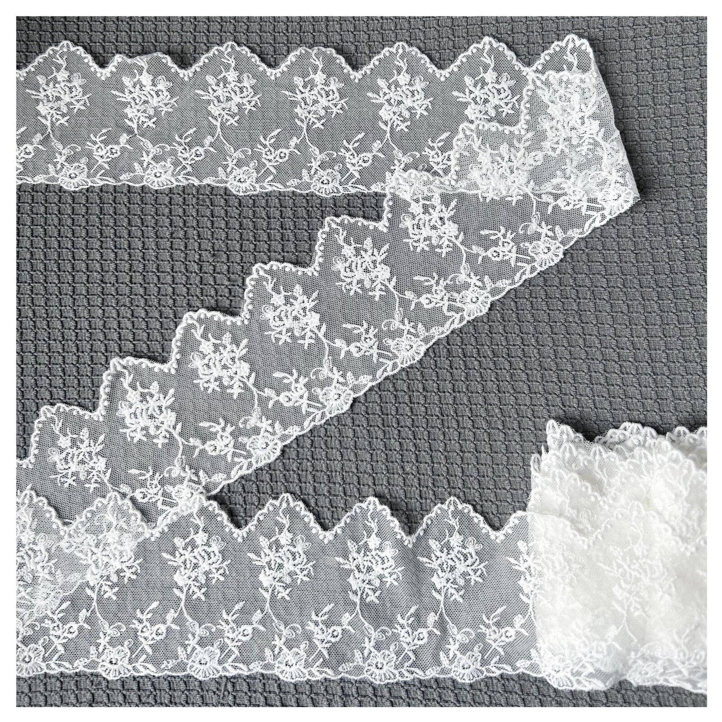 SuiGlory White Lace Trim Ribbon, Wide Embroidery Floral Sewing Lace Trim for Craft Sewing, Wedding/Bridal Decoration, Home Decoration, Packaging, 5 Yards