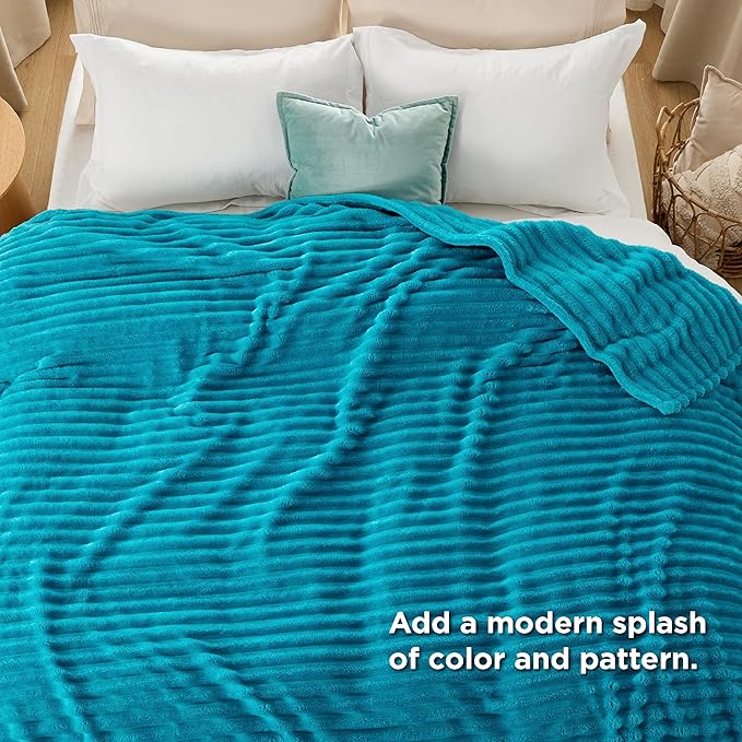 Bedsure GentleSoft Teal Fleece Blanket for Couch - Cozy Soft Blankets for Women, Cute Small Throws for Girls, 108x90 Inches