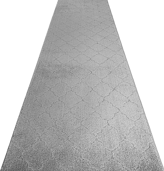 Custom Size Modern Runner Rug Carpet for Hallway Entryway Foyer Kitchen, Slip Resistant Latex Rubber Backed 31 inch Wide X Customized Length, Clouds Grey, 31 inch X 12 feet