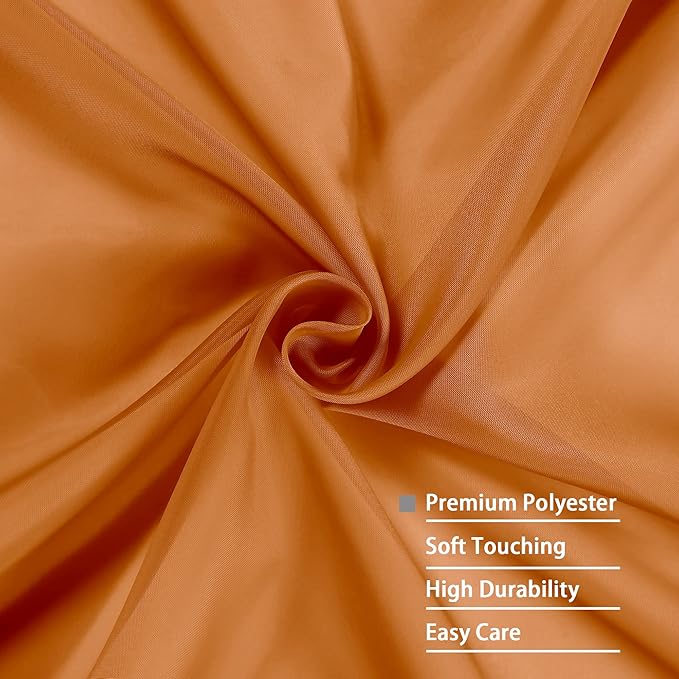 OWENIE Sheer Curtains 63 inch Length 2 Panels Set, Rod Pocket Voile Fimly Sheer Drapes for Living Room/Bedroom, 2pcs, Each 42" W x 63" L, Orange