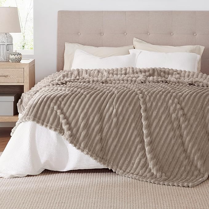 Bedsure GentleSoft Mocha Meringue Fleece Blanket for Couch - Cozy Soft Blankets for Women, Cute Small Throws for Girls, 90x90 Inches