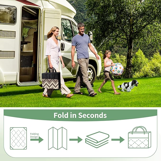 GENIMO Outdoor Rug Waterproof 9x12 ft, Lightweight Plastic Straw Rugs, Outside Reversible Large Mat Carpet for Patio, Camping, RV, Deck, Balcony, Porch, Backyard, Coffee & Beige