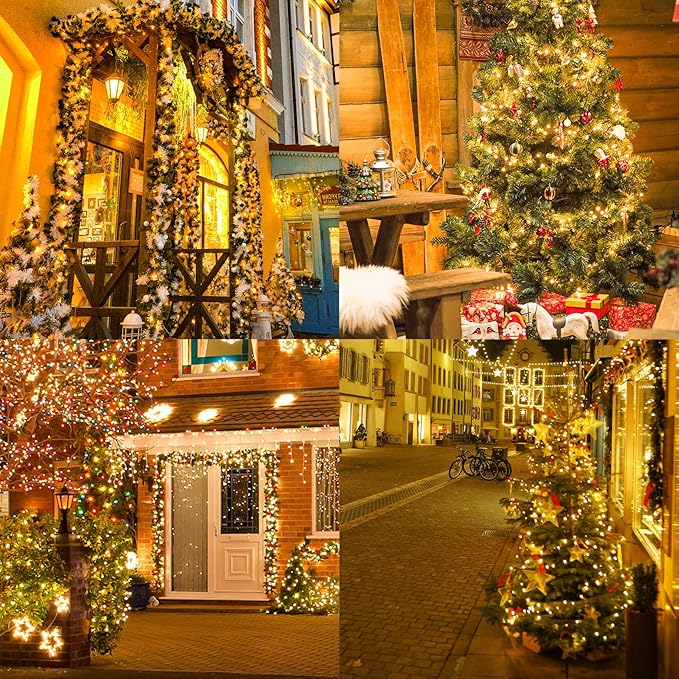 ALENEY Solar String Lights Outdoor, 99 Feet 300 LEDs 8 Modes Solar Fairy Lights for Outside, Waterproof Outdoor Light for Patio Yard Christmas Tree Halloween Wedding Party Decorations, Warm White
