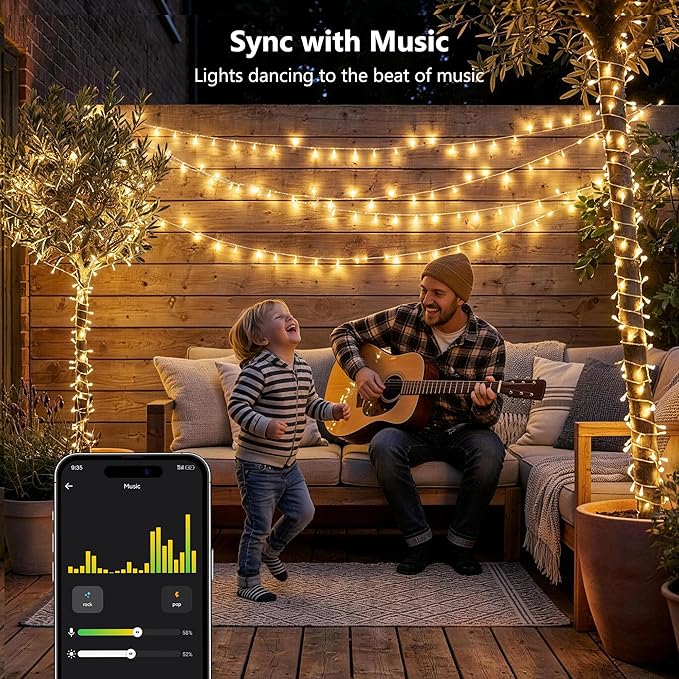 Brizled Smart String Lights Warm White, 32.8ft 100 LED String Lights Work with Alexa & Google Home, Dimmable APP Fairy Light Music Sync Xmas Tree Light Clear Wire for Home Christmas Tree Party Decor