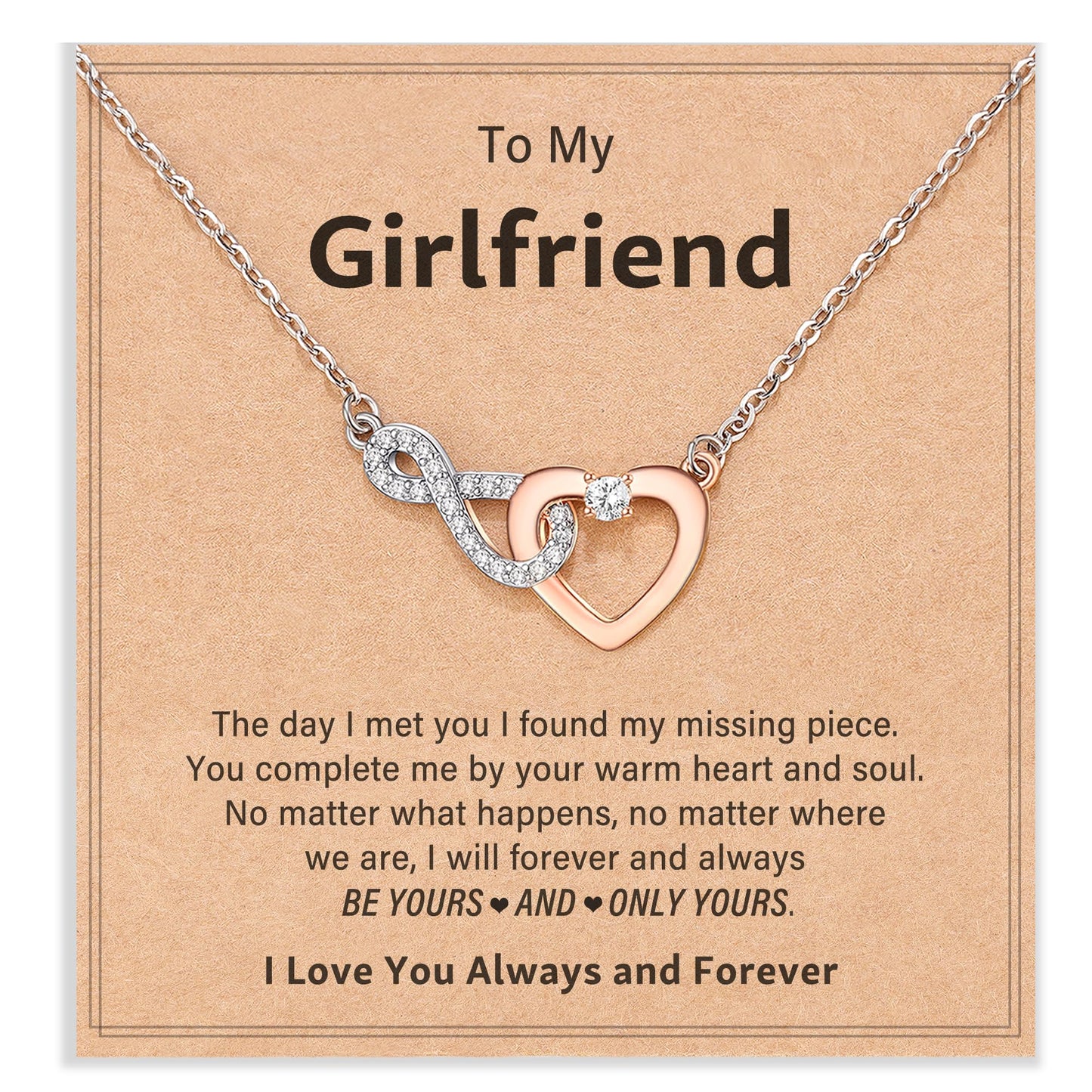 Shonyin Valentines Day Gifts for Girlfriend Infinity Heart Necklace for Girlfriend Women Her Cubic Zirconia Jewelry Birthday Christmas Valentines Day Gift