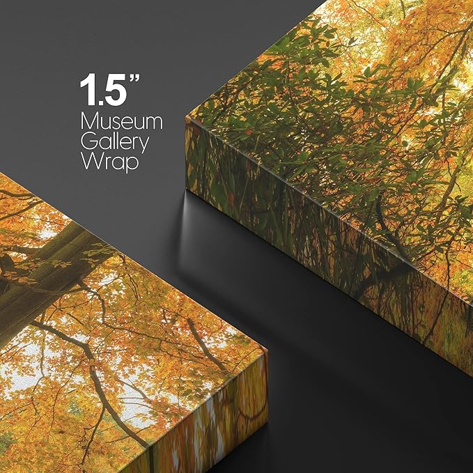 wall26 Canvas Print Wall Art Yellow & Orange Autumn and Fall Forest Floral Nature Photography Realism Rustic Scenic Relax/Calm Multicolor for Living Room, Bedroom, Office - 32"x48"