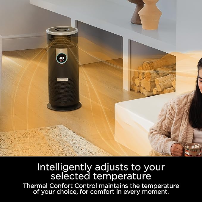 Shark 3 in 1 Air Purifiers for Home, Bedroom, or Office with HEPA Filter, Small Space Heater and Fan Combo, Filters Smoke, Covers up to 500 Sq Ft, Clean Sense Technology, Heat, Cool and Purify, HC452