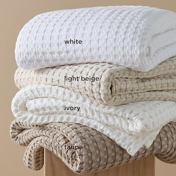 Bedsure Cooling Cotton Waffle Twin XL Blanket - Lightweight Breathable Blanket of Rayon Derived from Bamboo for Hot Sleepers, Luxury Throws for Bed, Couch and Sofa, Taupe, 66x90 Inches