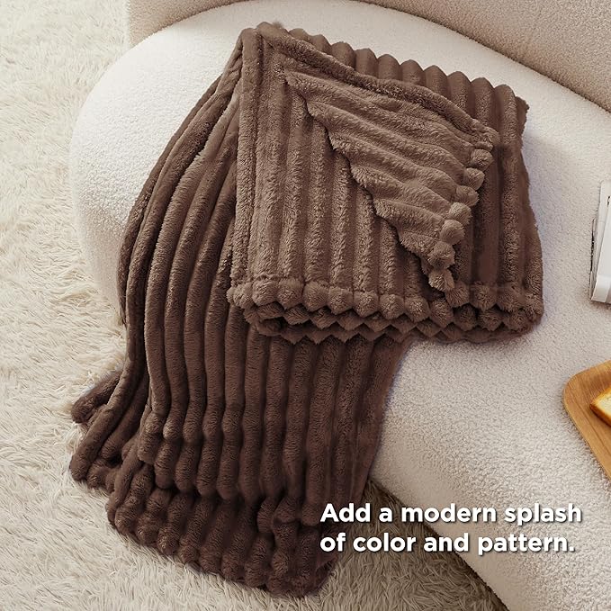 Bedsure GentleSoft Fondue Fudge Fleece Blanket for Couch - Cozy Soft Blankets for Women, Cute Small Throws for Girls, 50x60 Inches