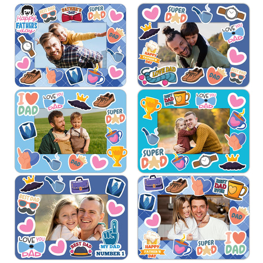 Set 24 Frames Fathers Day Crafts for Classroom with 264 Stickers, Easy DIY Project Fathers Day Gifts Bulk, Manualidades para El Dia Del Padre, DIY Ideas for Dad Kit (Paper Frame, Fit 2.6x4" Photo)"