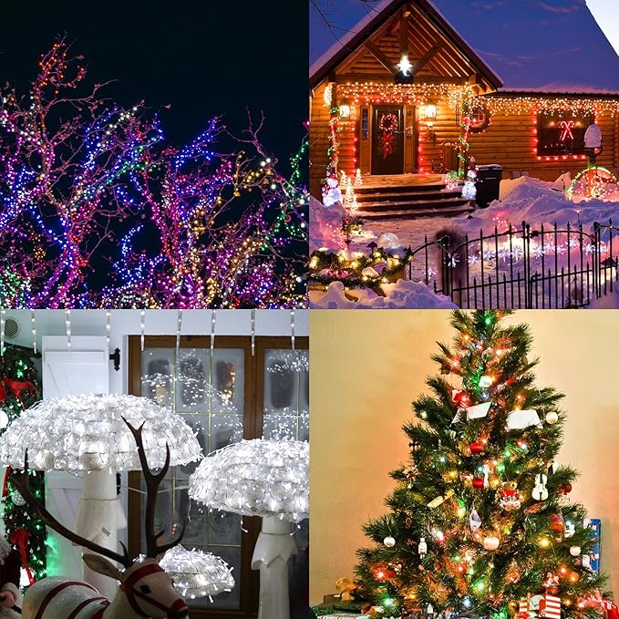 2 Pack Solar String Lights Outdoor, 33 Feet 100 LEDs 8 Modes Solar Fairy Lights for Outside, Waterproof Outdoor Light for Patio Yard Christmas Tree Halloween Wedding Party Decorations, Purple