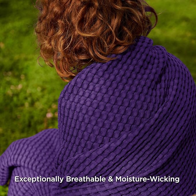 Bedsure Cooling Cotton Waffle Weave Throw Blanket - Lightweight Breathable Blanket of Rayon Derived from Bamboo for Hot Sleepers, Luxury Throws for Bed, Couch and Sofa, Purple, 50x70 Inches
