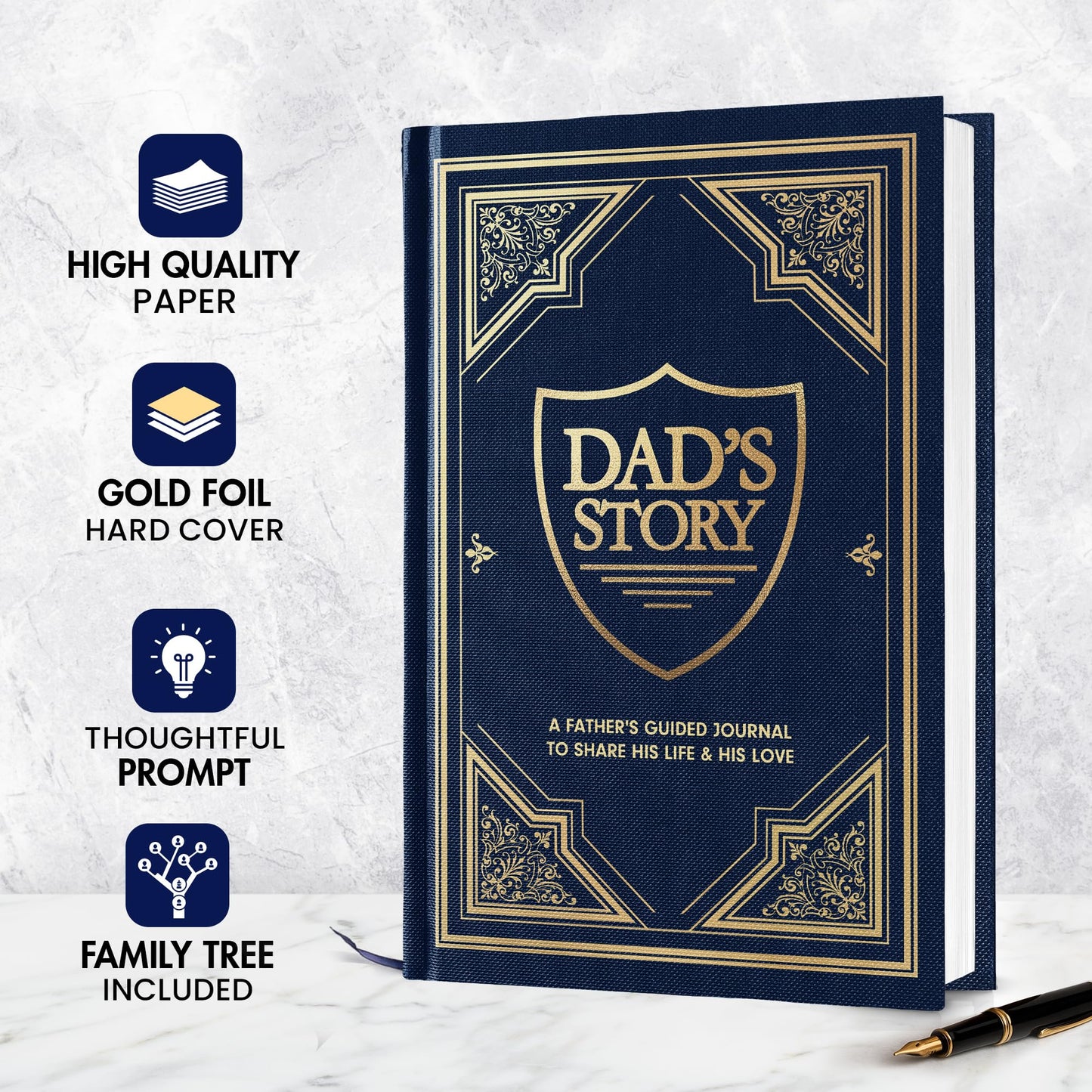 Gifts for Dad from Daughter, Son - Personalized Father's Day Gifts for dad, Men, Husband - Dads Birthday Gift Ideas, Birthday gifts for dads - Dad Story Book to Fill Out, Dad Guided Journal Life Story