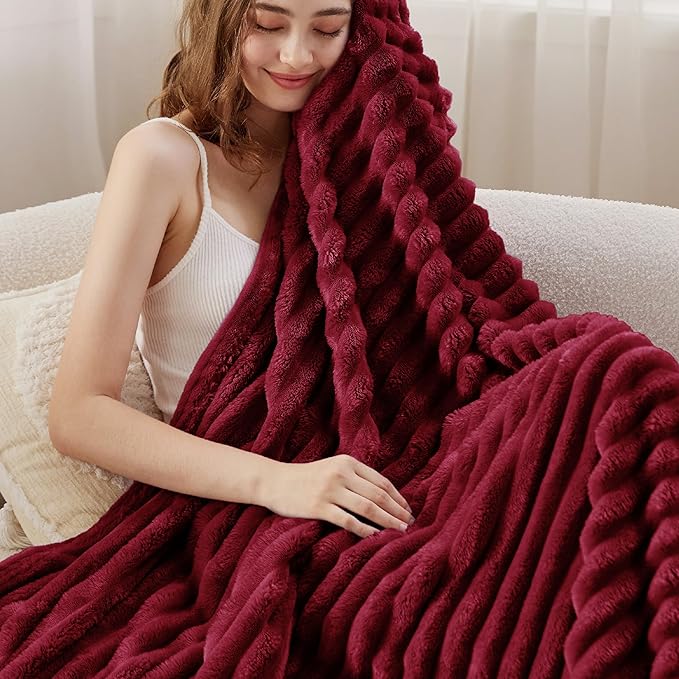Bedsure GentleSoft Deep Red Fleece Blanket for Couch - Cozy Soft Blankets for Women, Cute Small Throws for Girls, 50x70 Inches