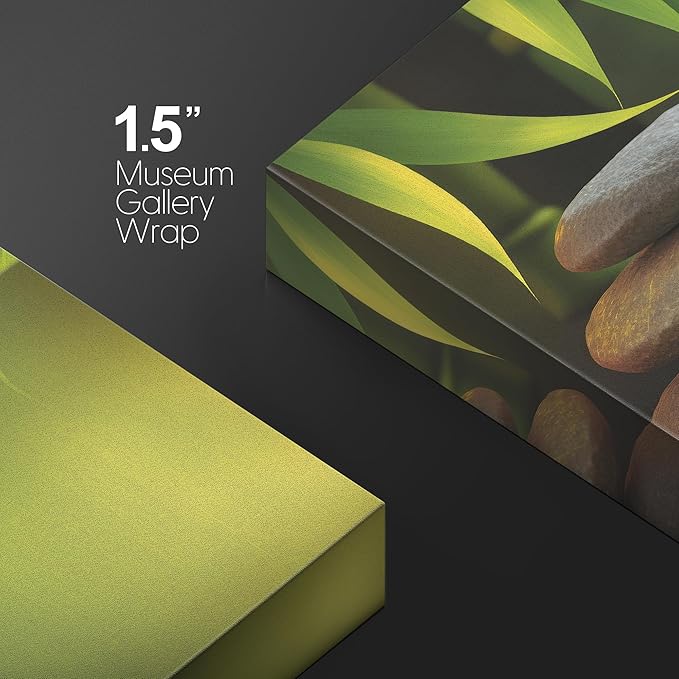 wall26 Canvas Print Wall Art Massage Stone Bamboo Leaf Nature Wilderness Photography Realism Modern Art Decorative Multicolor Rustic Minimal Relax/Calm/Cozy Colorful for Bedroom - 16"x24"