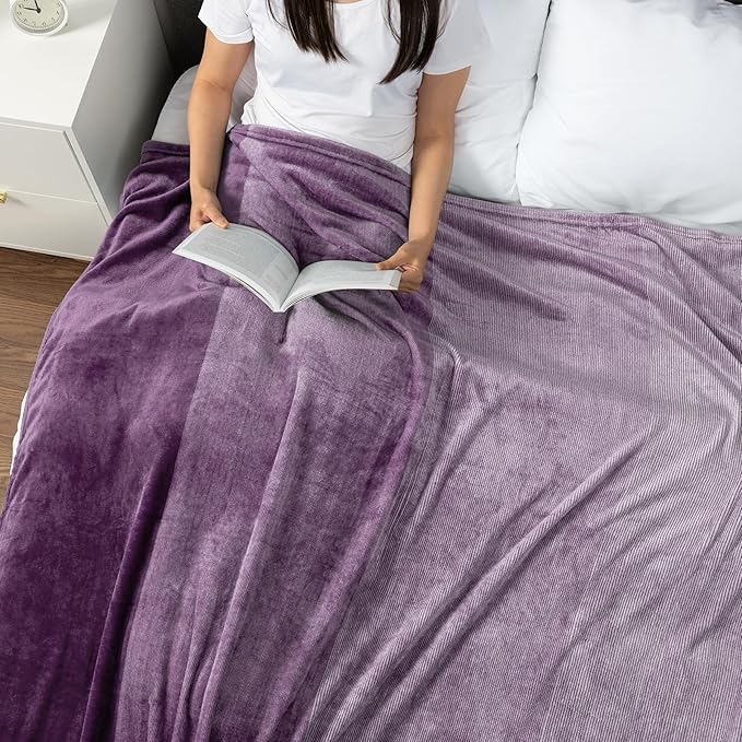 PAVILIA Flannel Fleece Ombre Throw Blanket for Couch | Super Soft Cozy Microfiber Sofa Blanket | Gradient Decorative Accent Throw, Twin Size Blanket | All Season, 60x80 Inches Purple Lavender