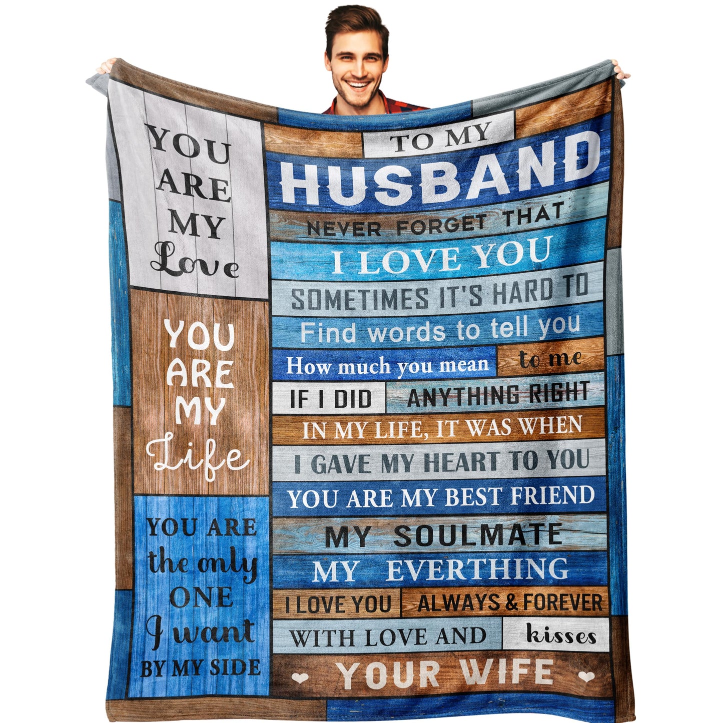 Ryubein Gifts for Husband, Husband Gifts, Husbands Birthday Gift, Hubby Gifts from Wife, Fathers Day Valentines Christmas Wedding for Husbands, Hubby Blanket 50" X 60"