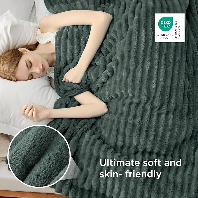 Bedsure GentleSoft Mallard Green Fleece Blanket for Couch - Cozy Soft Blankets for Women, Cute Small Throws for Girls, 90x90 Inches