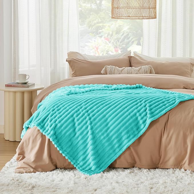 Bedsure GentleSoft Blue Throw Blanket for Couch - Cozy Soft Blankets for Women, Cute Small Fleece Throws for Girls, Birthday Gifts for Women Decor Gifts for Mom, Blue Fog, 50x70 Inches