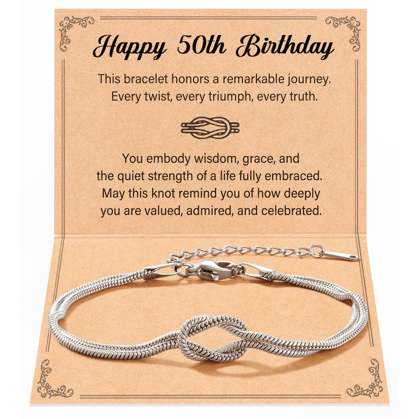 Tarsus 50th Birthday Gifts for Her Love Knot Bracelet Happy 50 Year Old 50th Birthday Decorations Gifts for Women