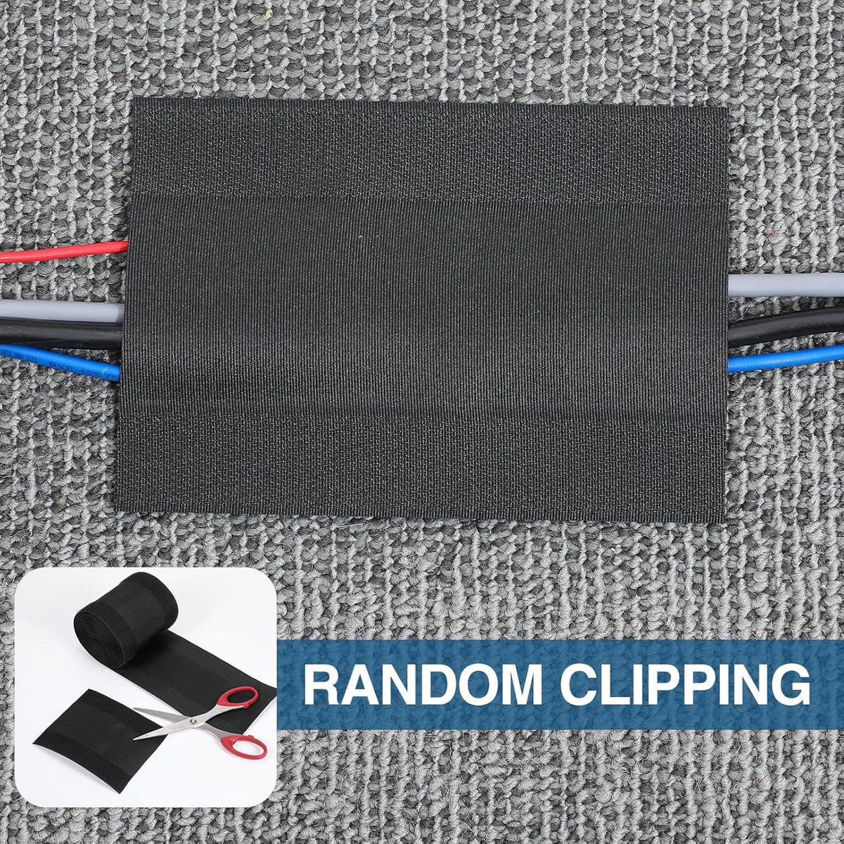 WILLBOND Carpet Cord Cover Cable Grip Floor Cover Cable Protector Management Only for Commercial Office Carpet(Black,147.64 ft)