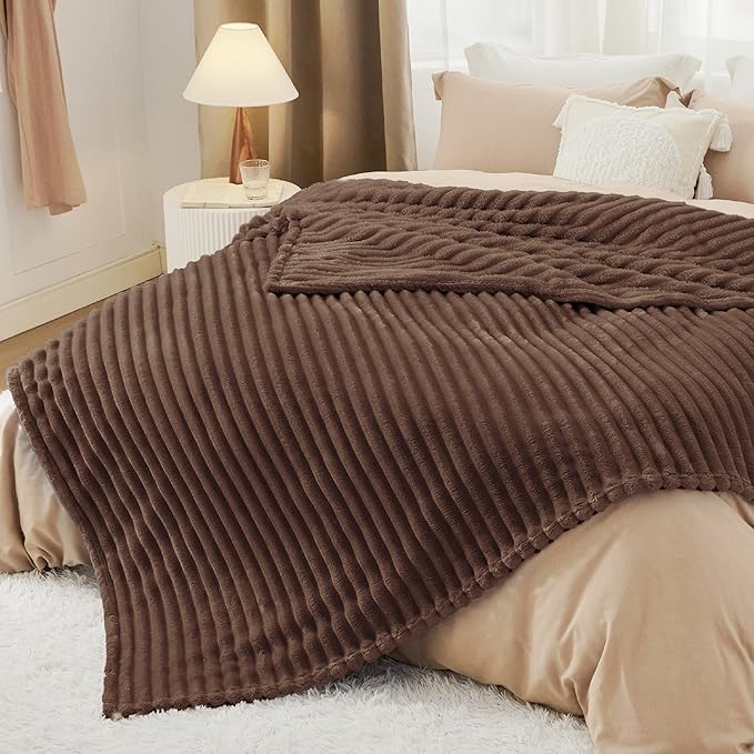 Bedsure GentleSoft Fondue Fudge Fleece Blanket for Couch -Cozy Soft Blankets for Women, Cute Small Throws for Girls, 90x90 Inches