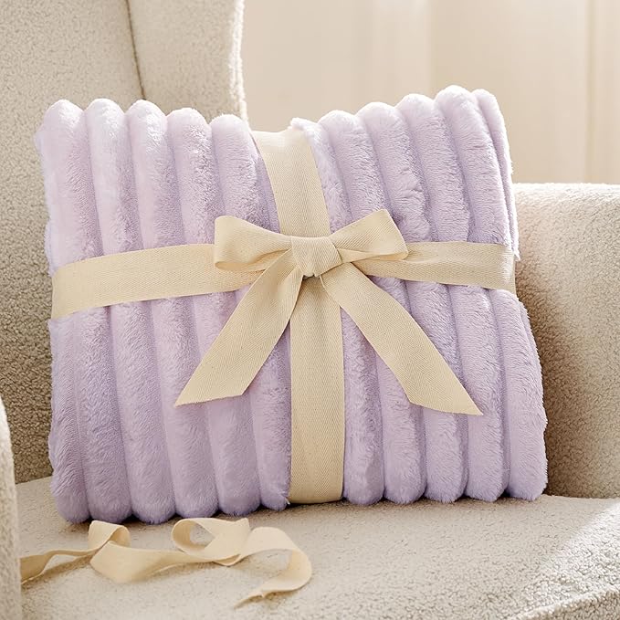 Bedsure GentleSoft Lavender Fog Fleece Blanket for Couch - Cozy Soft Blankets for Women, Cute Small Throws for Girls, 50x60 Inches