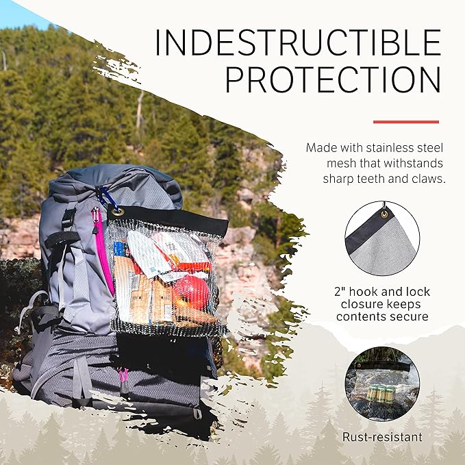 Rodent Proof Bear Bags - Ultralight Stainless Steel Mesh Bag for Camping Food Storage - Sturdy and Rust-Resistant Sack with Lock and Grommet For Easy Hanging