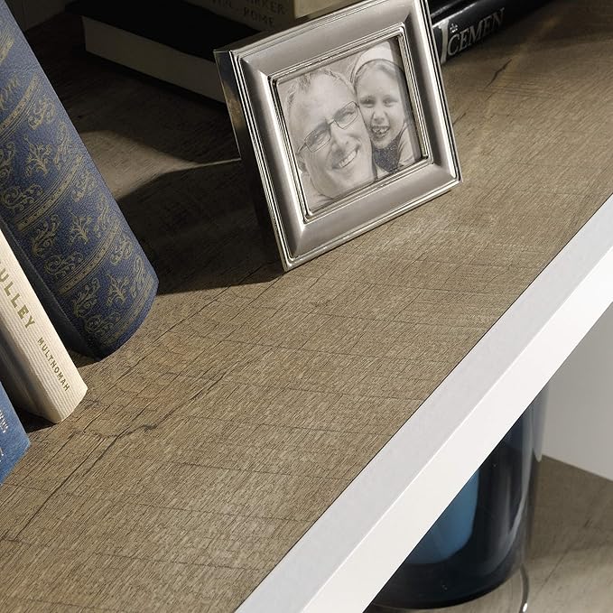 Sauder Cottage Road Book Shelf, Bookshelf with Storage, Library Bookcase with Doors and Adjustable Shelves, in Soft White Finish