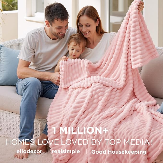 Bedsure GentleSoft Coral Pink Fleece King Blanket for Couch - Super Soft Cozy Blankets for Women, Cute Small Blanket for Girls, 108x90 Inches