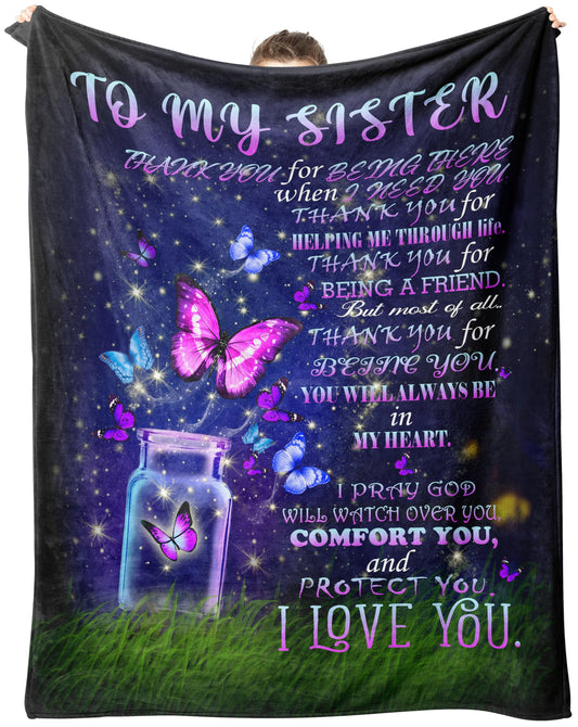 CUDEVS Sister Birthday Gift Ideas, Birthday Gifts for Sister, Birthday Gift for Sister, Sister Birthday Gifts,Sister Blanket 60" x 50"