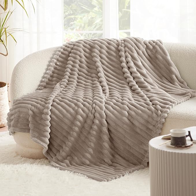 Bedsure GentleSoft Brown Throw Blanket for Couch - Cozy Soft Fleece Blankets for Women, Cute Small Throws for Girls, Mocha Meringue, 50x60 Inches