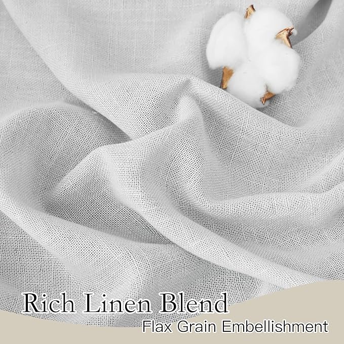 RYB HOME Wide Curtains Flax Linen Woven Drapes, Light Filtering Privacy UV Protected Heavy Duty Window Blinds Voile for Backdrop, Wedding, Villa, Sliding Door, W 70" x L 108", 2 Panels, Dove Grey